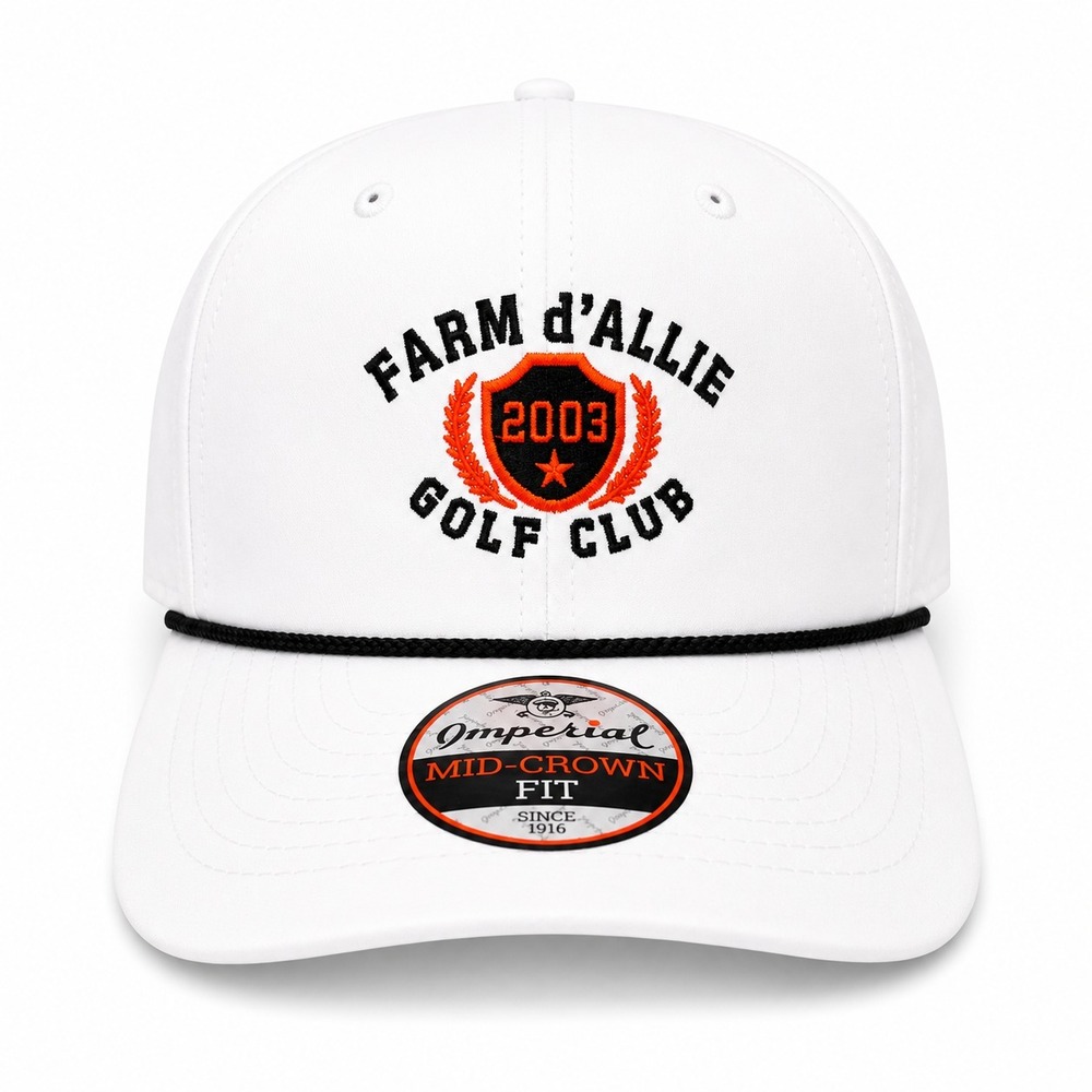 Imperial Farm d'Allie Golf Club Rope Hat White Black Snapback Mid Crown OSFA New